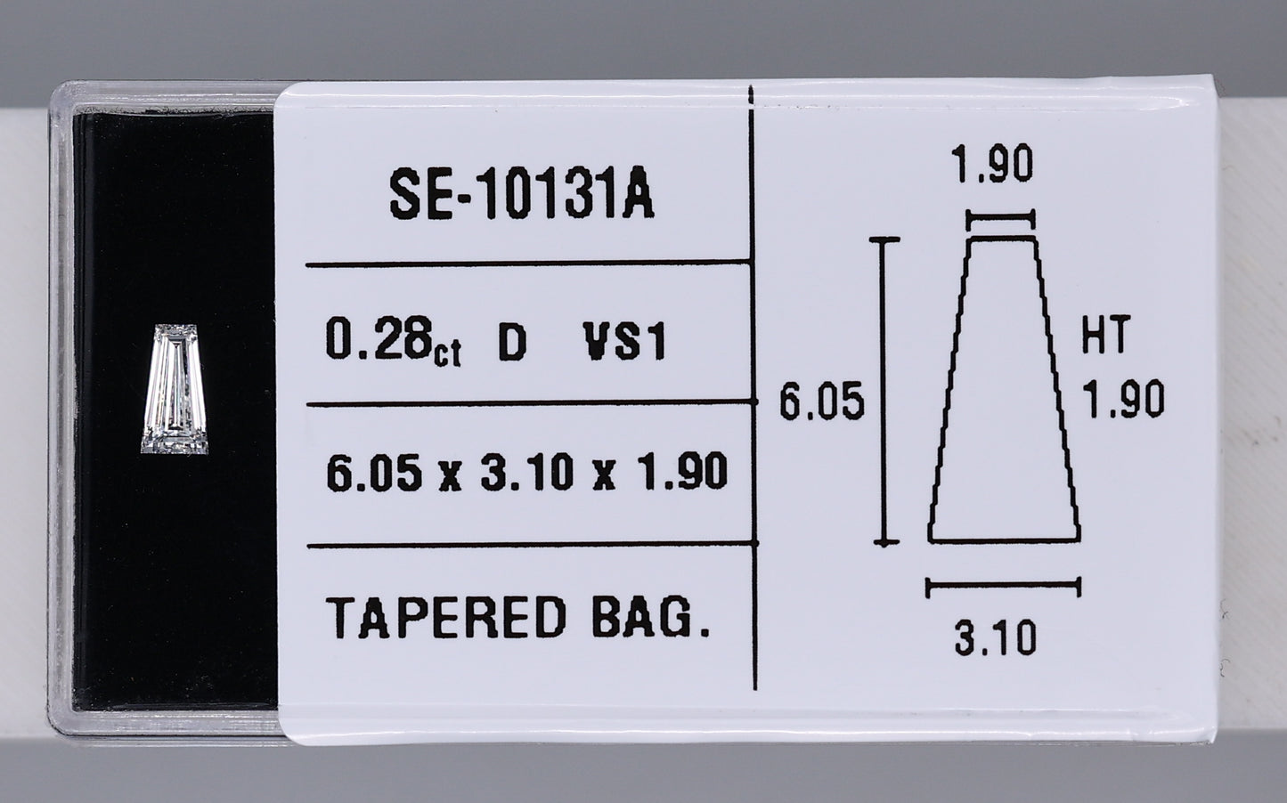 0.28 Carat Natural D VS1 Tapered baguette Diamond SE-10131A