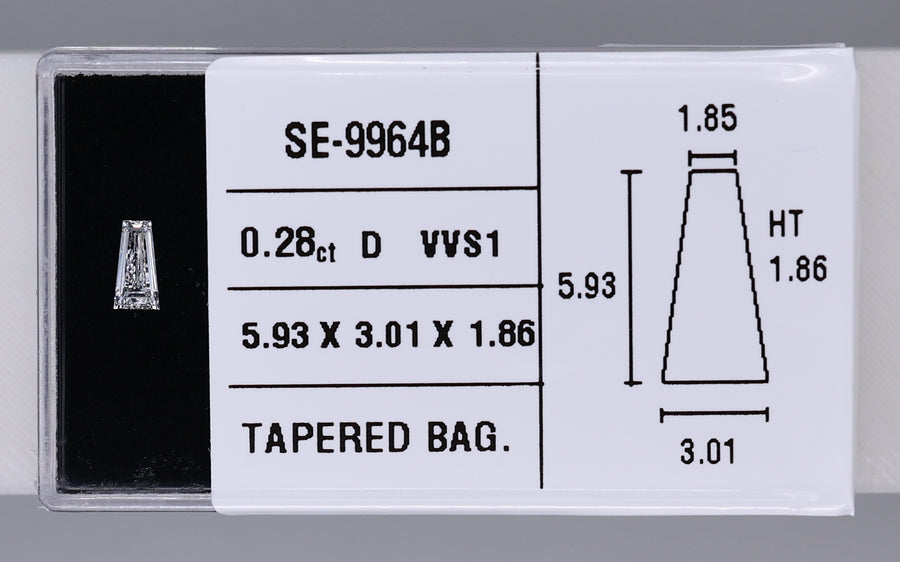 0.28 Carat Natural D VVS1 Tapered baguette Diamond SE-9964B
