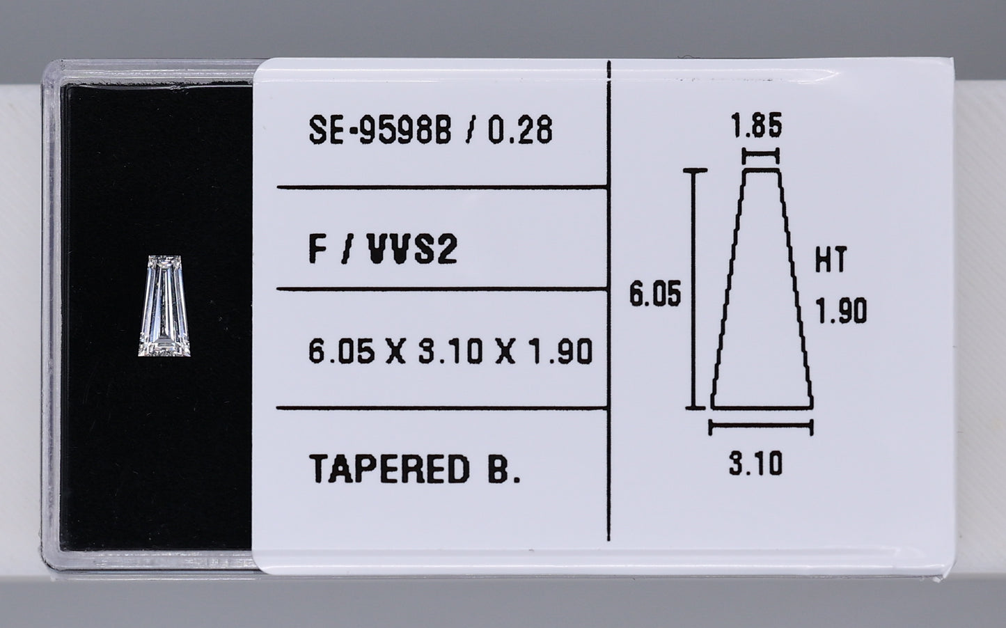 0.28 Carat Natural F VVS2 Tapered baguette Diamond SE-9598B