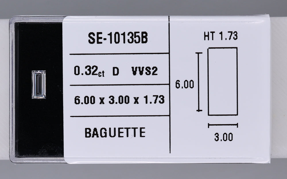 0.32 Carat Natural D VVS2 Baguette Diamond SE-10135B