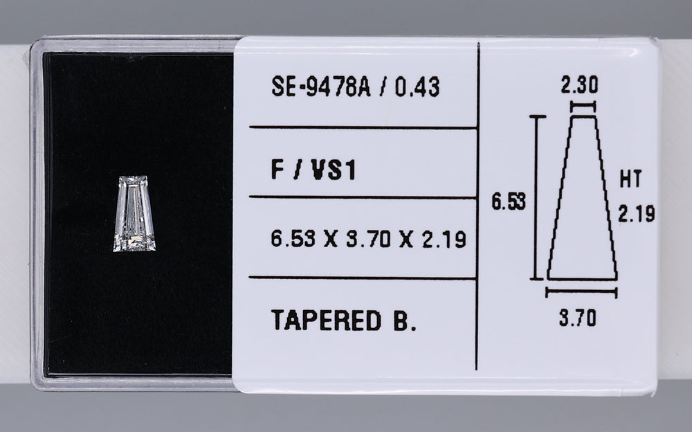 0.43 Carat Natural F VS1 Tapered baguette Diamond SE-9478A