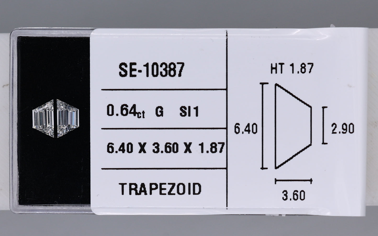 0.64 Carat Natural G SI1 Trapezoid Diamond SE-10387