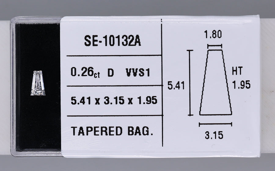 0.26 Carat Natural D VVS1 Tapered baguette Diamond SE-10132A