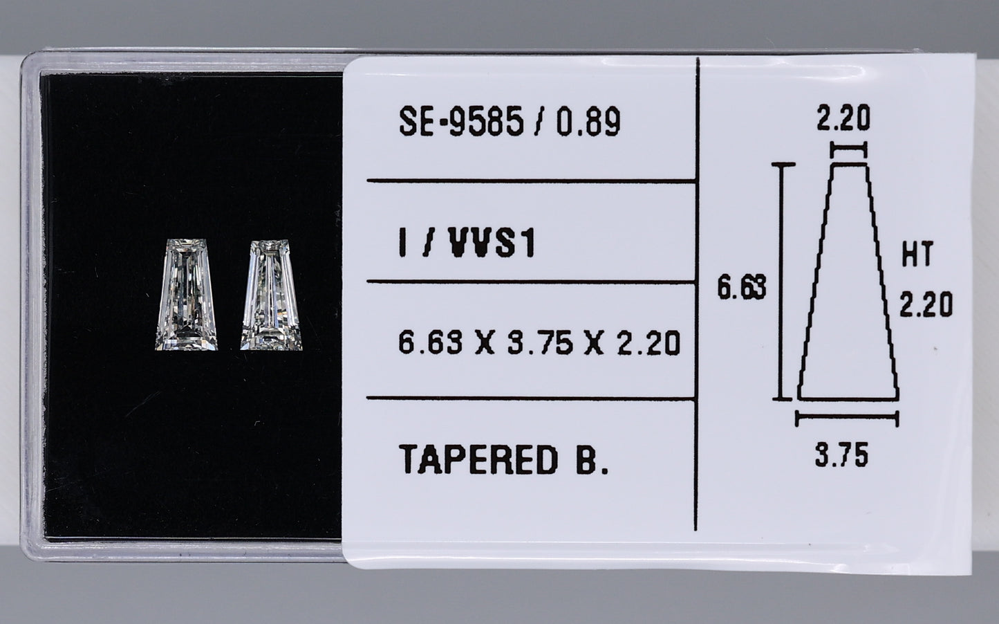 0.89 Carat Natural I VVS1 Tapered baguette Diamond SE-9585