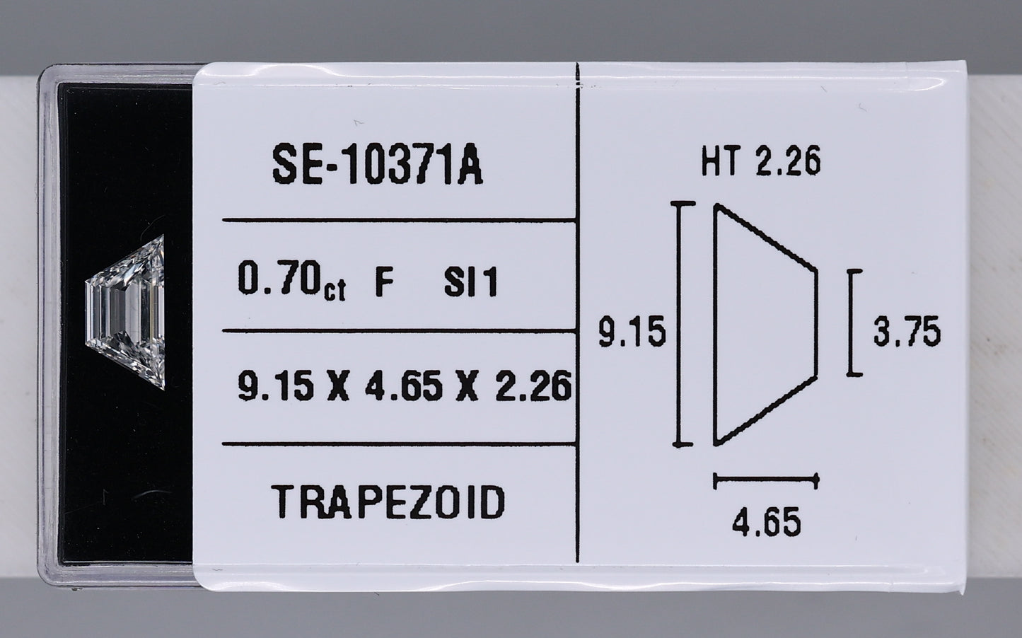0.70 Carat Natural F SI1 Trapezoid Diamond SE-10371A