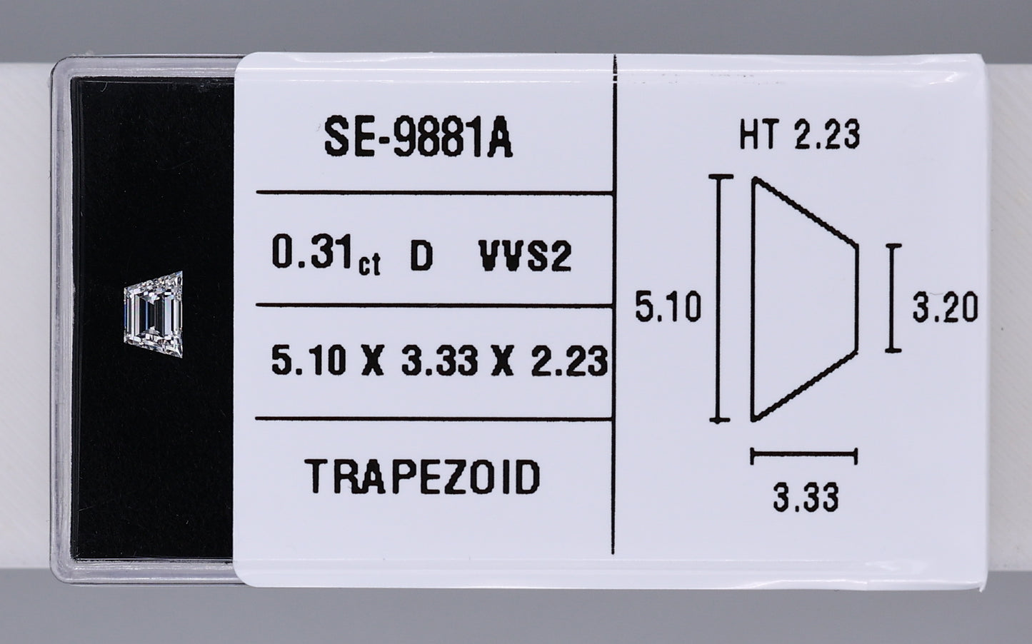 0.31 Carat Natural D VVS2 Trapezoid Diamond SE-9881A