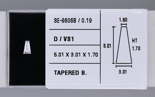 0.19 Carat Natural D VS1 Tapered baguette Diamond SE-9606B