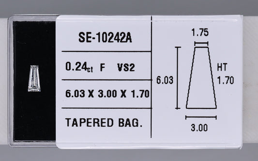 0.24 Carat Natural F VS2 Tapered baguette Diamond SE-10242A