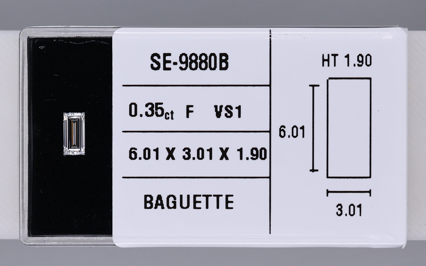 0.35 Carat Natural F VS1 Baguette Diamond SE-9880B