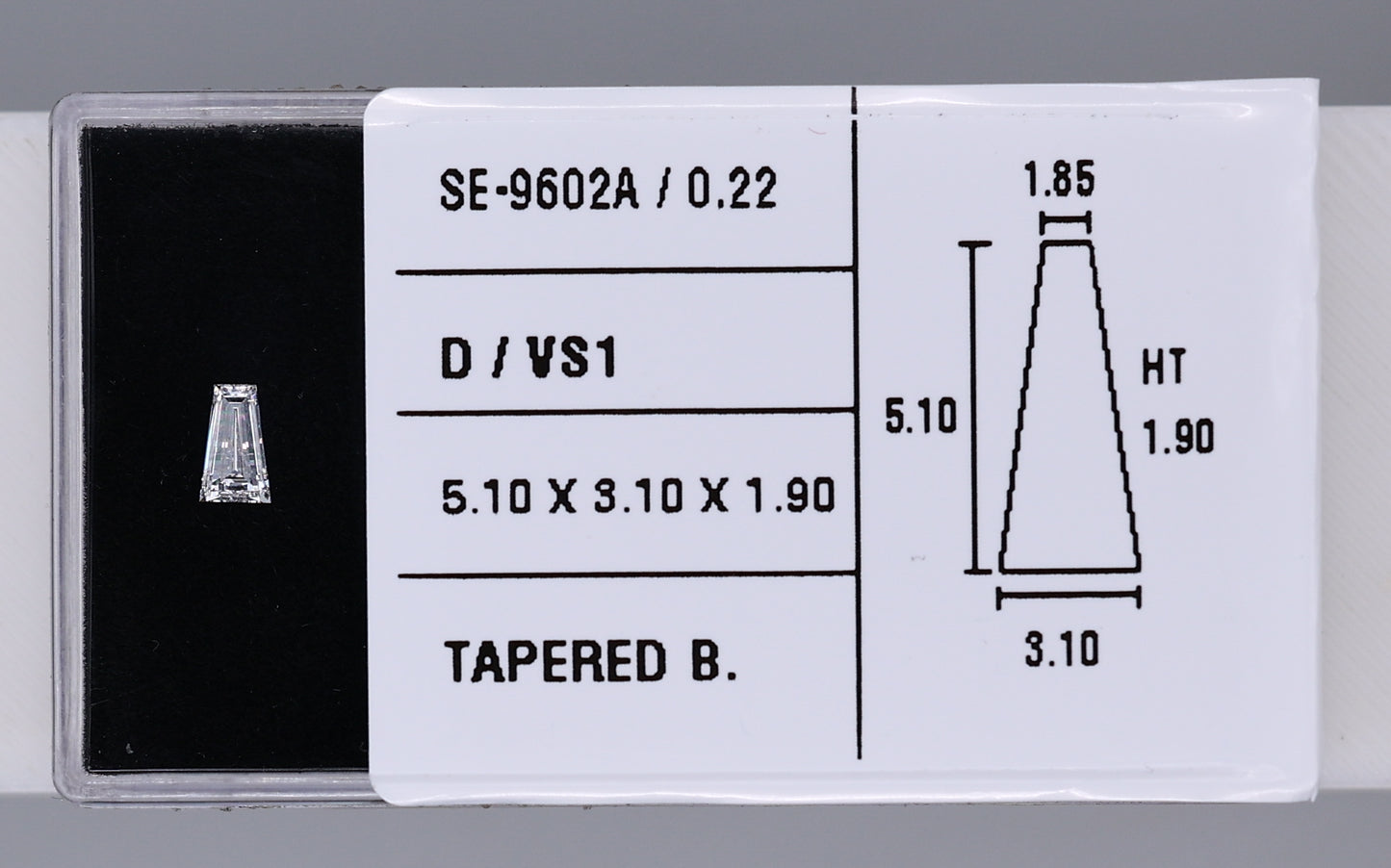0.22 Carat Natural D VS1 Tapered baguette Diamond SE-9602A