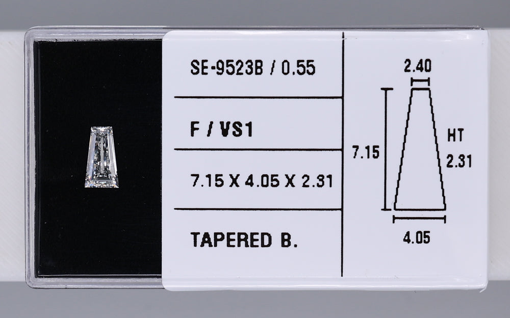 0.55 Carat Natural F VS1 Tapered baguette Diamond SE-9523B
