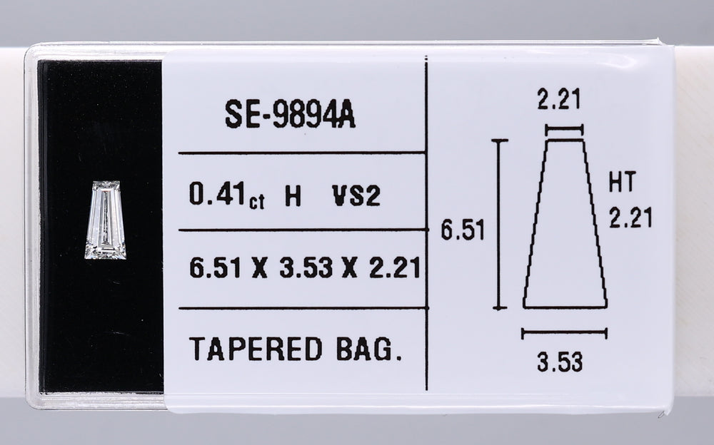 0.41 Carat Natural H VS2 Tapered baguette Diamond SE-9894A