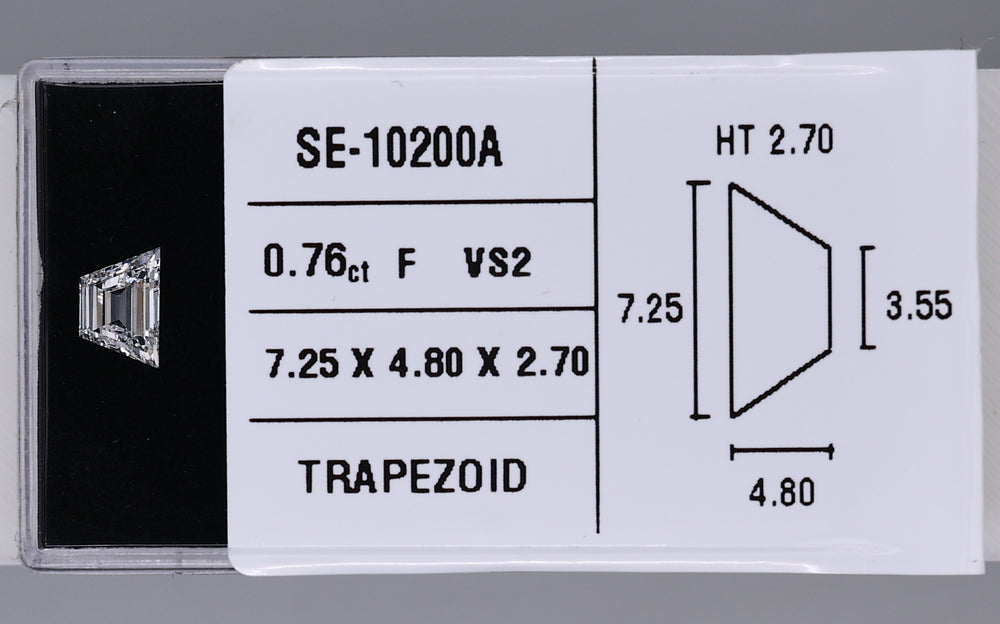 0.76 Carat Natural F VS2 Trapezoid Diamond SE-10200A