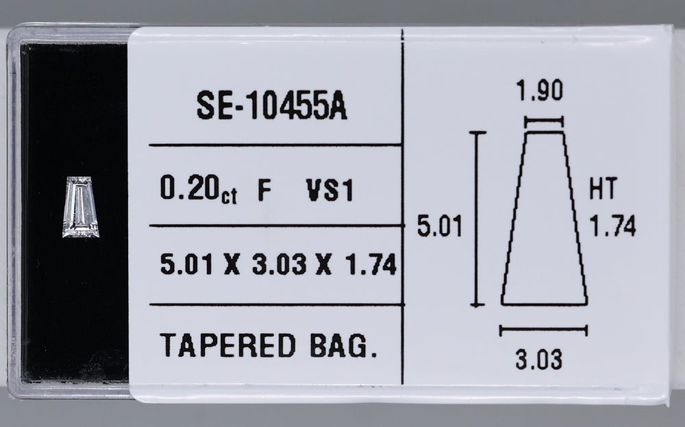 0.20 Carat Natural F VS1 Tapered baguette Diamond SE-10455A