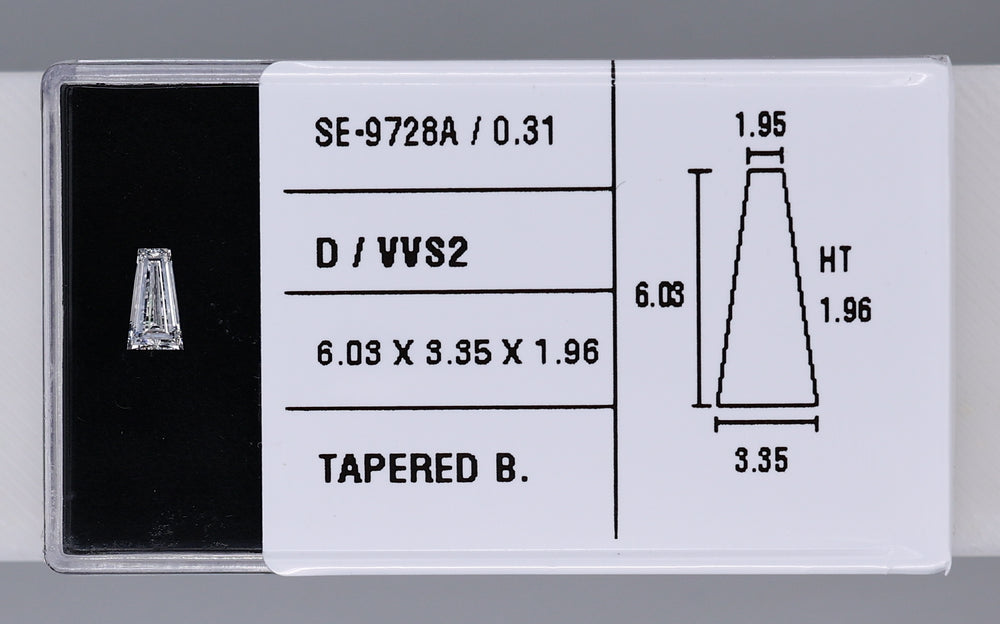 0.31 Carat Natural D VVS2 Tapered baguette Diamond SE-9728A