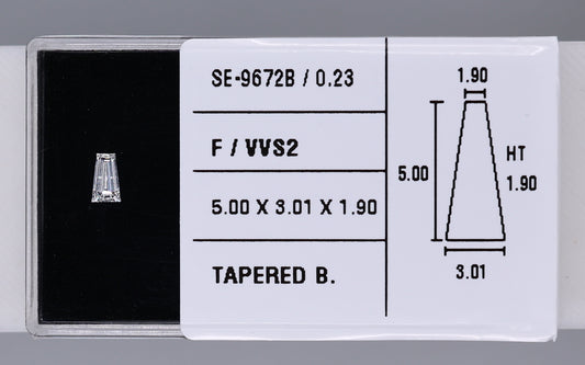 0.23 Carat Natural F VVS2 Tapered baguette Diamond SE-9672B