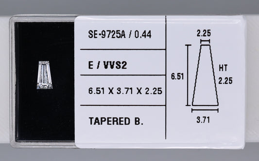 0.44 Carat Natural E VVS2 Tapered baguette Diamond SE-9725A