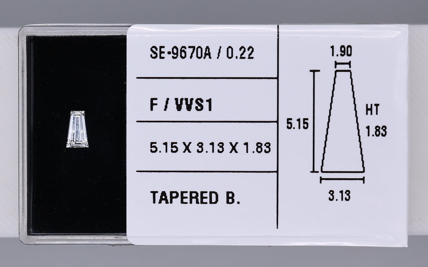 0.22 Carat Natural F VVS1 Tapered baguette Diamond SE-9670A