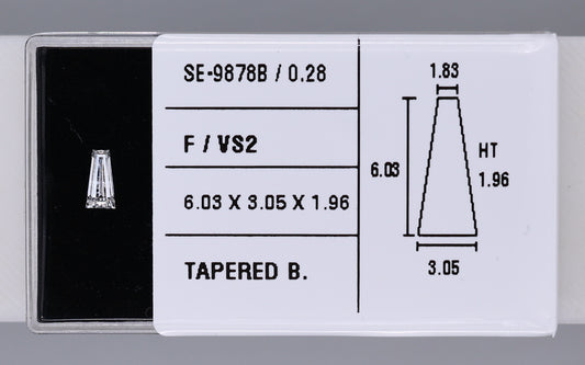 0.28 Carat Natural F VS2 Tapered baguette Diamond SE-9878B