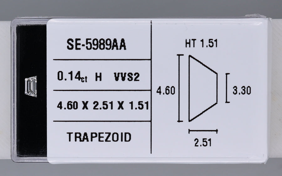0.14 Carat Natural H VVS2 Trapezoid Diamond SE-5989AA