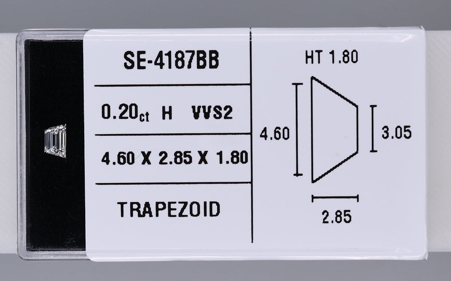 0.20 Carat Natural H VVS2 Trapezoid Diamond SE-4187BB