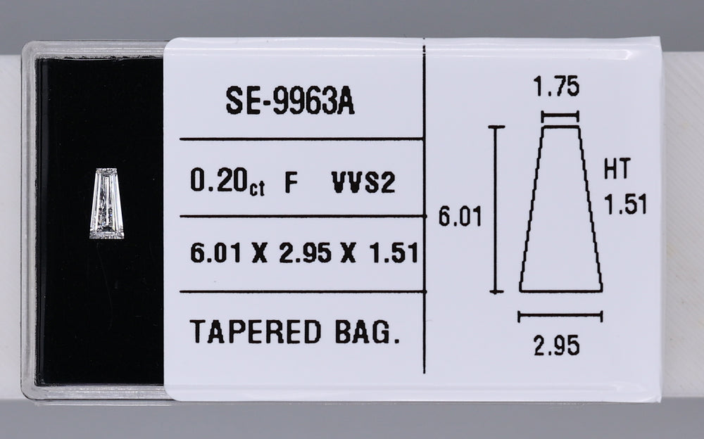 0.20 Carat Natural F VVS2 Tapered baguette Diamond SE-9963A