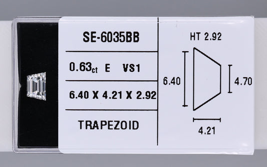 0.63 Carat Natural E VS1 Trapezoid Diamond SE-6035BB