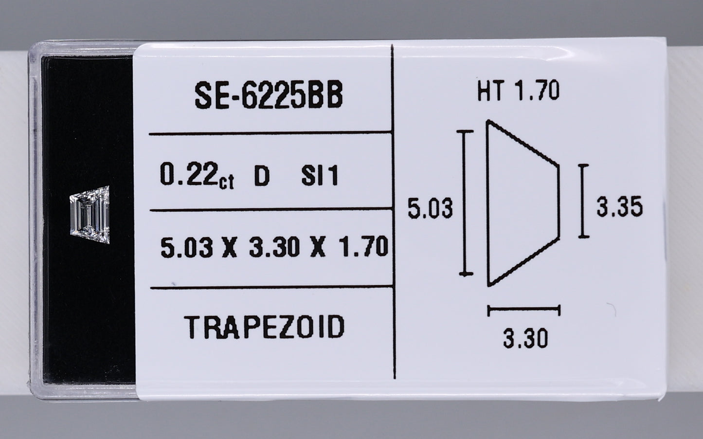 0.22 Carat Natural D SI1 Trapezoid Diamond SE-6225BB