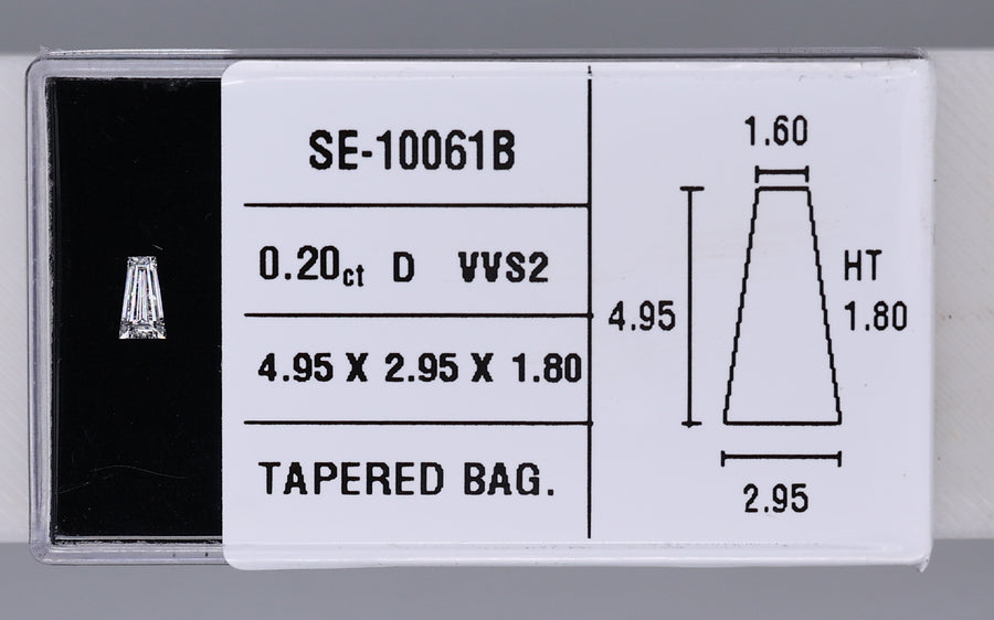 0.20 Carat Natural D VVS2 Tapered baguette Diamond SE-10061B