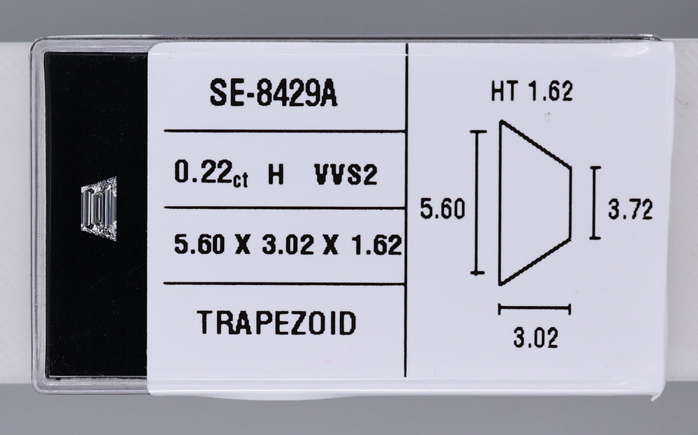 0.22 Carat Natural H VVS2 Trapezoid Diamond SE-8429AA