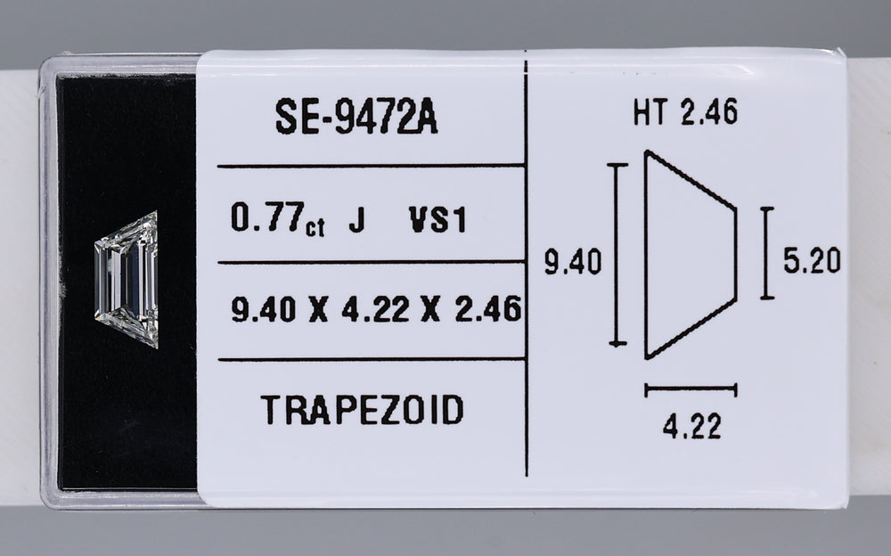 0.77 Carat Natural J VS1 Trapezoid Diamond SE-9472A
