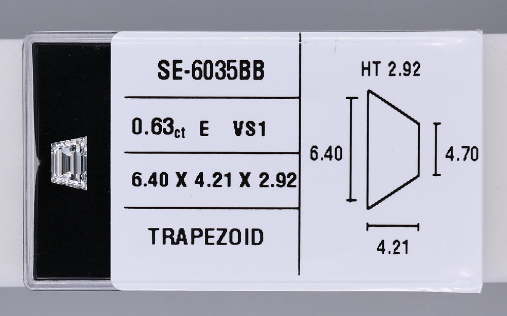 0.63 Carat Natural E VS1 Trapezoid Diamond SE-6035BB
