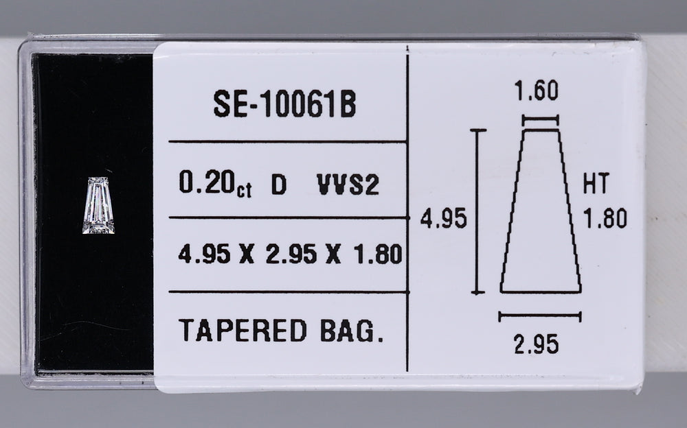 0.20 Carat Natural D VVS2 Tapered baguette Diamond SE-10061B
