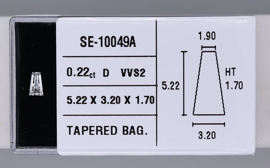 0.22 Carat Natural D VVS2 Tapered baguette Diamond SE-10049A