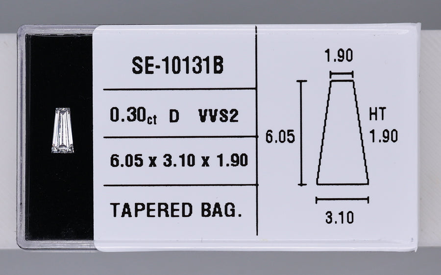 0.30 Carat Natural D VVS2 Tapered baguette Diamond SE-10131B