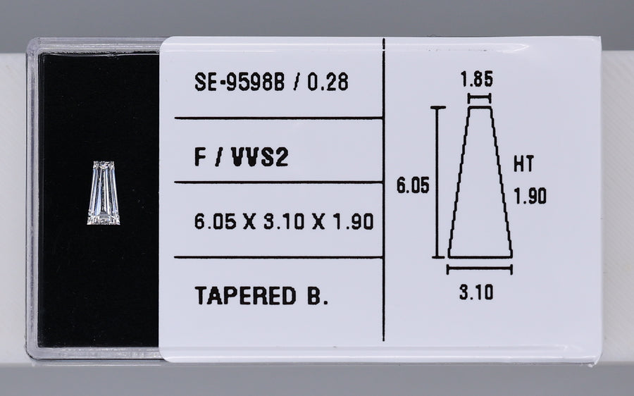 0.28 Carat Natural F VVS2 Tapered baguette Diamond SE-9598B