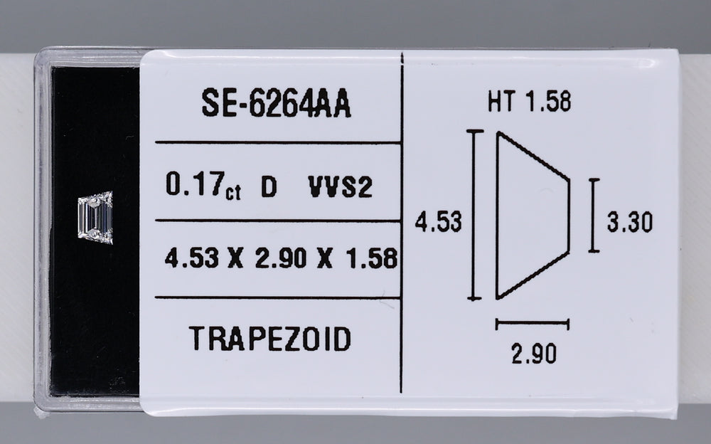 0.17 Carat Natural D VVS2 Trapezoid Diamond SE-6264AA