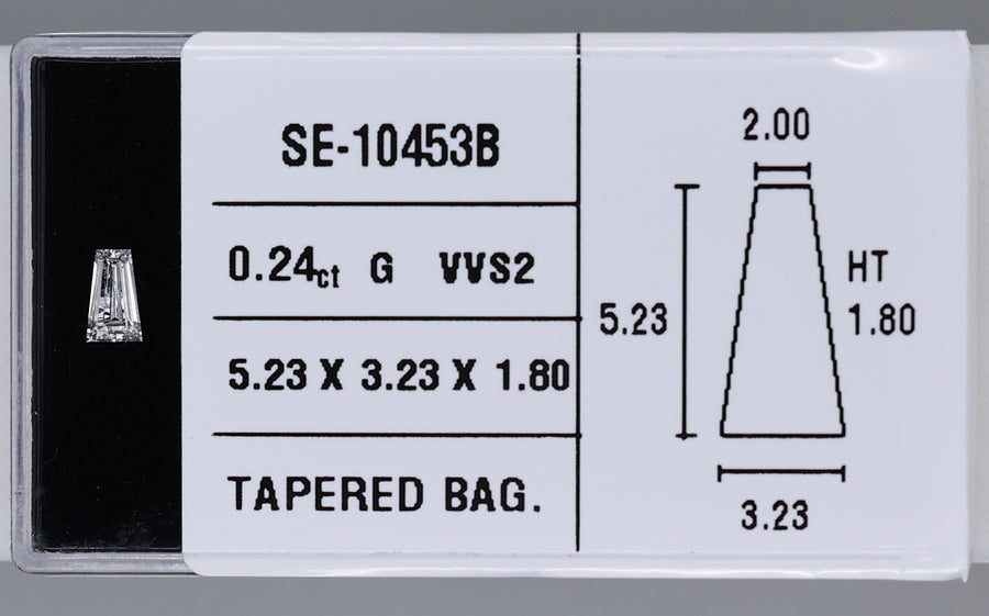 0.24 Carat Natural G VVS2 Tapered baguette Diamond SE-10453B