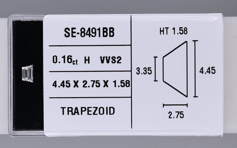 0.16 Carat Natural H VVS2 Trapezoid Diamond SE-8491BBB