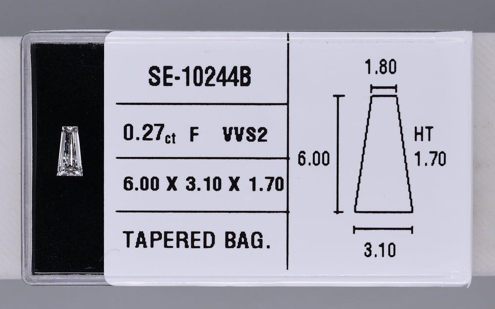 0.27 Carat Natural F VVS2 Tapered baguette Diamond SE-10244B