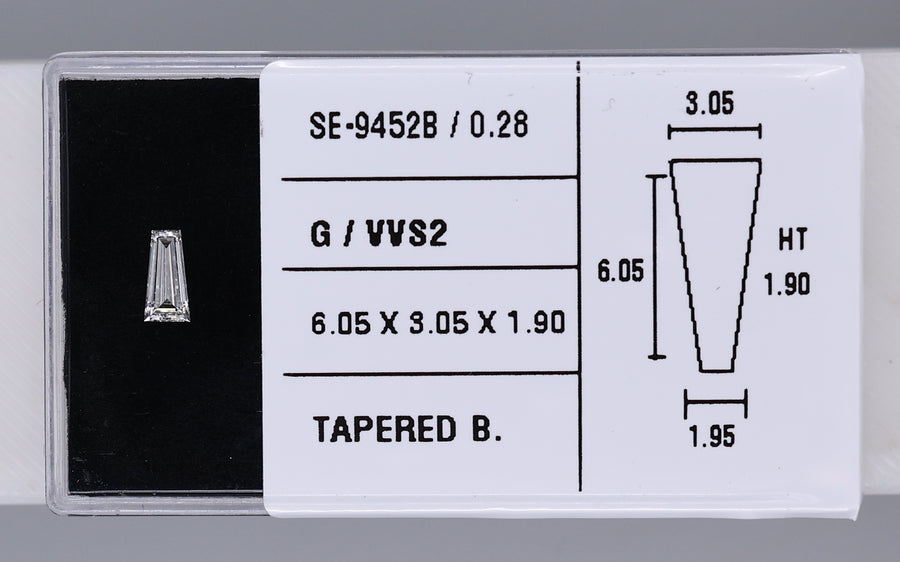 0.28 Carat Natural G VVS2 Tapered baguette Diamond SE-9452B