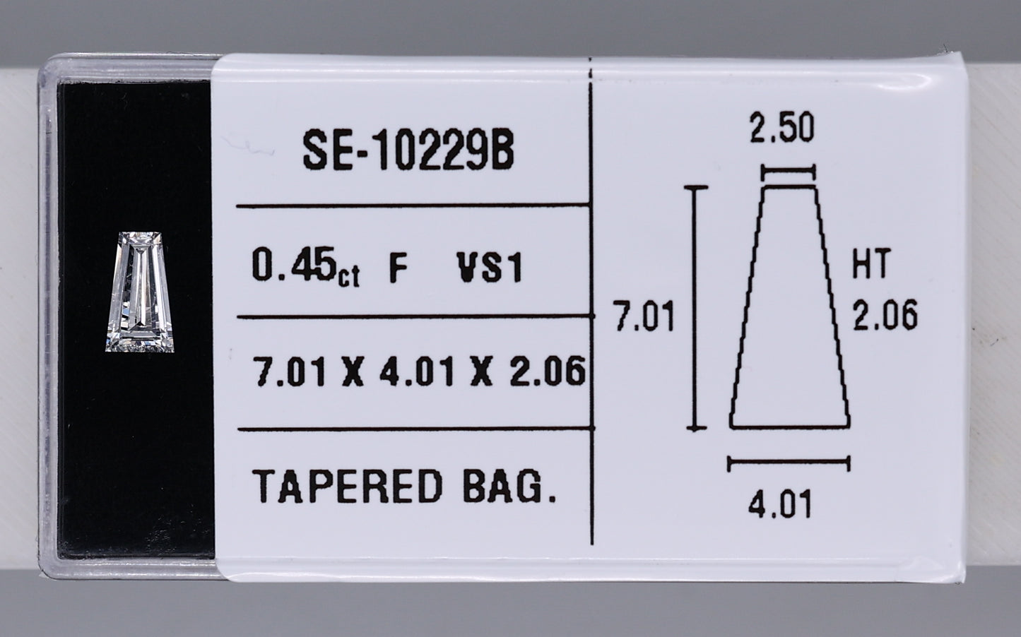 0.45 Carat Natural F VS1 Tapered baguette Diamond SE-10229B
