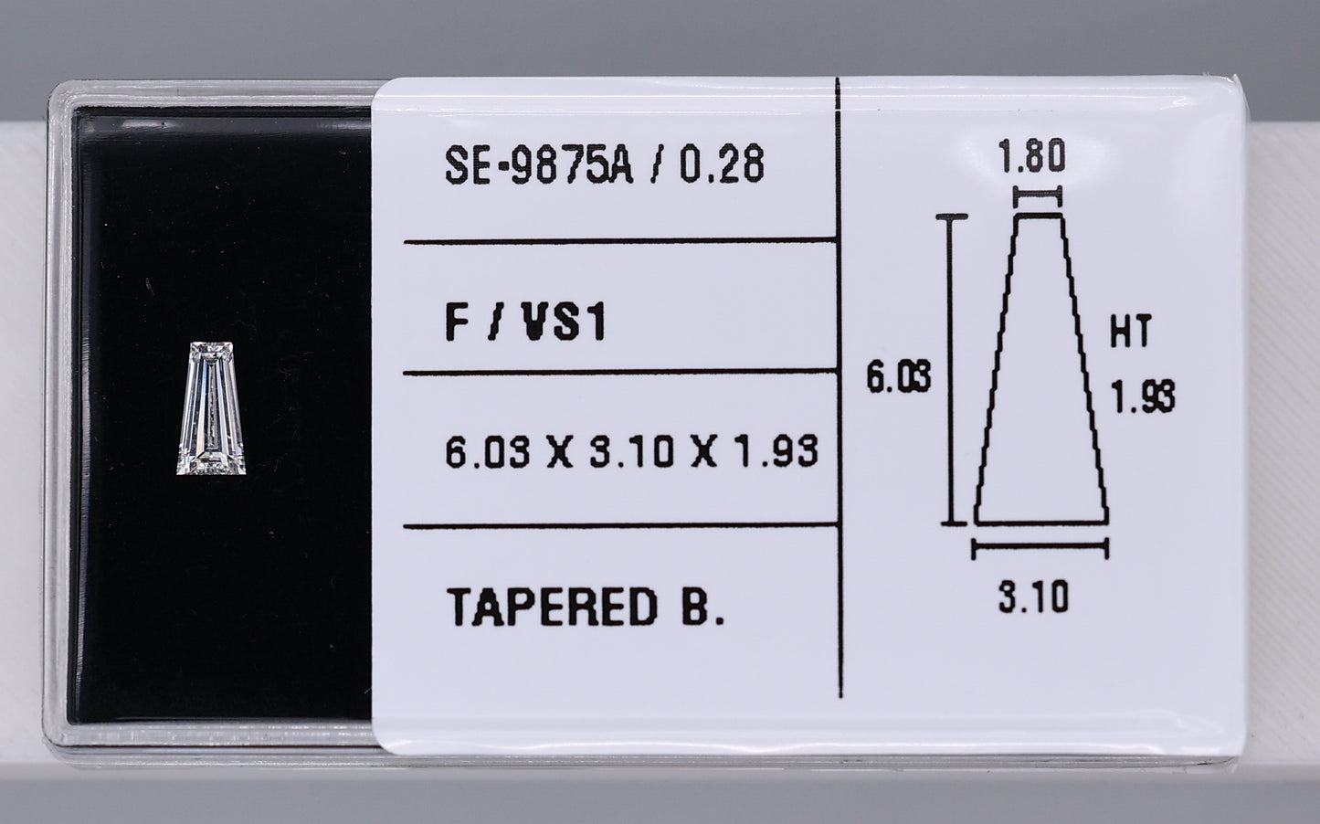 0.28 Carat Natural F VS1 Tapered baguette Diamond SE-9875A