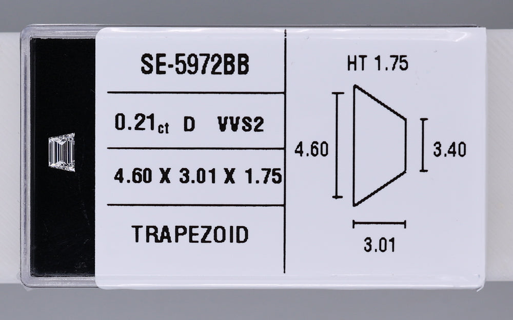 0.21 Carat Natural D VVS2 Trapezoid Diamond SE-5972BB