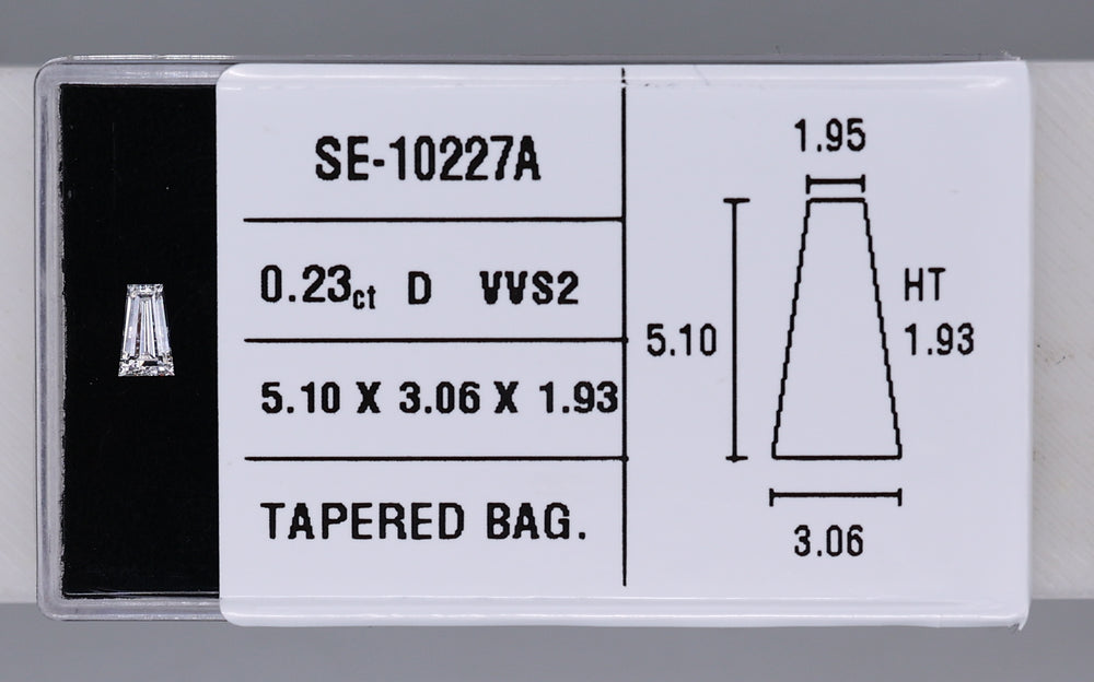 0.23 Carat Natural D VVS2 Tapered baguette Diamond SE-10227A