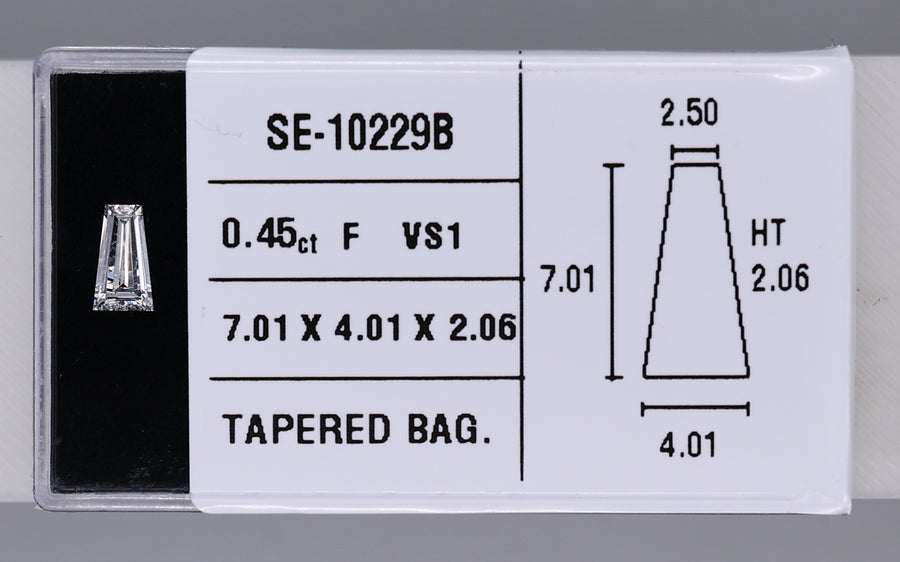 0.45 Carat Natural F VS1 Tapered baguette Diamond SE-10229B