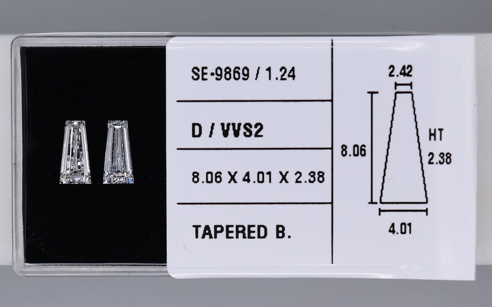 1.24 Carat Natural D VVS2 Tapered baguette Diamond SE-9869