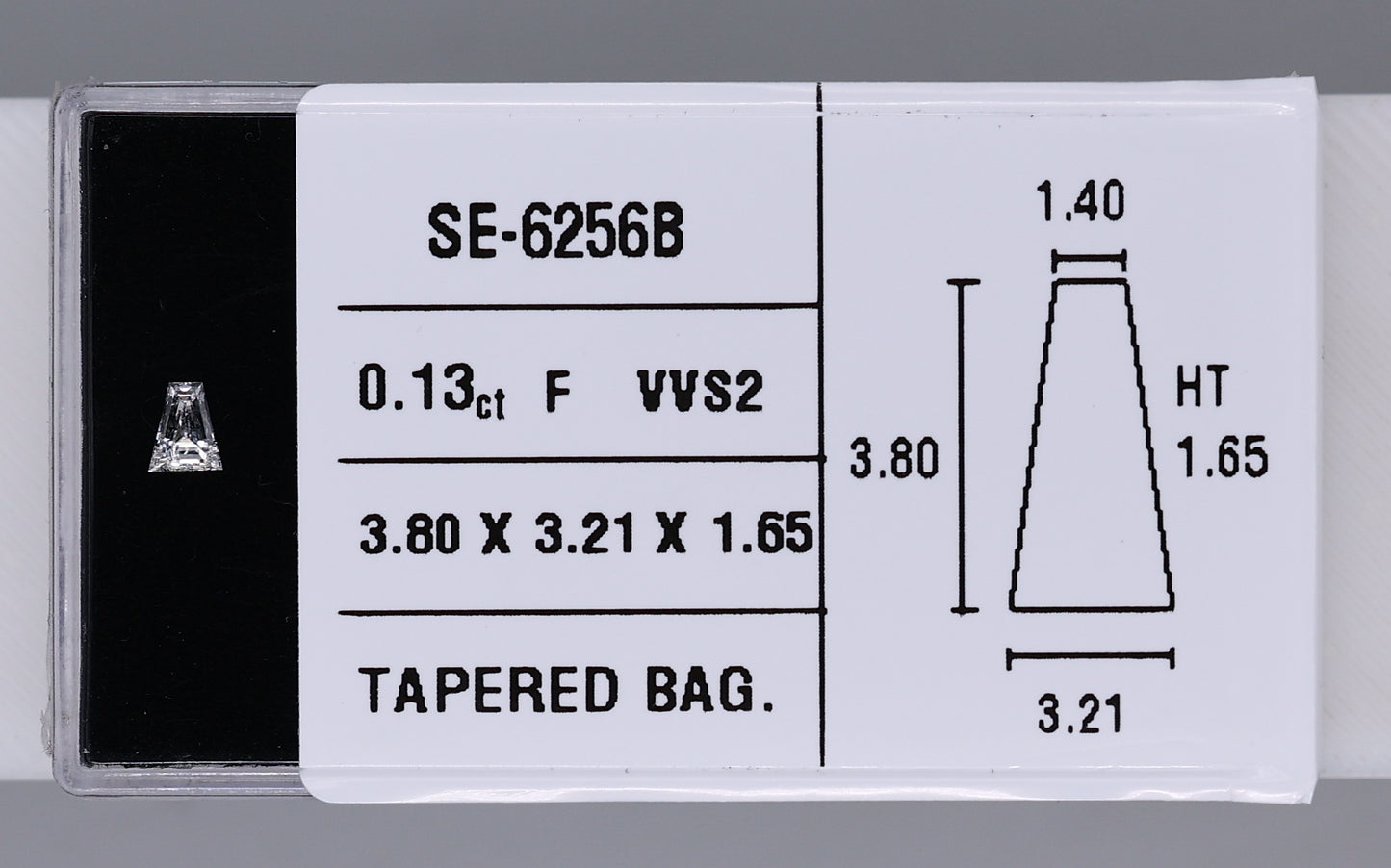 0.13 Carat Natural F VVS2 Tapered baguette Diamond SE-6256B