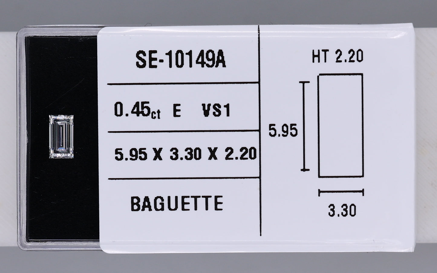 0.45 Carat Natural E VS1 Baguette Diamond SE-10149A