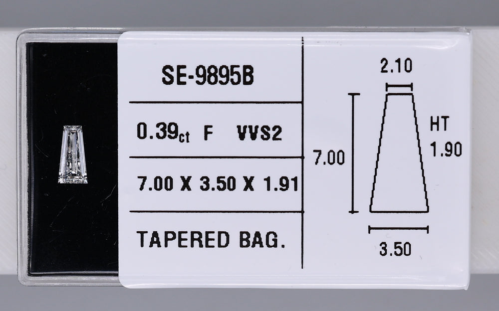 0.39 Carat Natural F VVS2 Tapered baguette Diamond SE-9895B